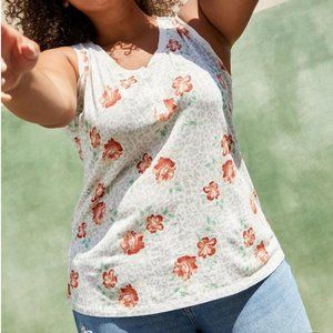 Torrid Leopard and Floral Print Cotton-Blend Henley Tank